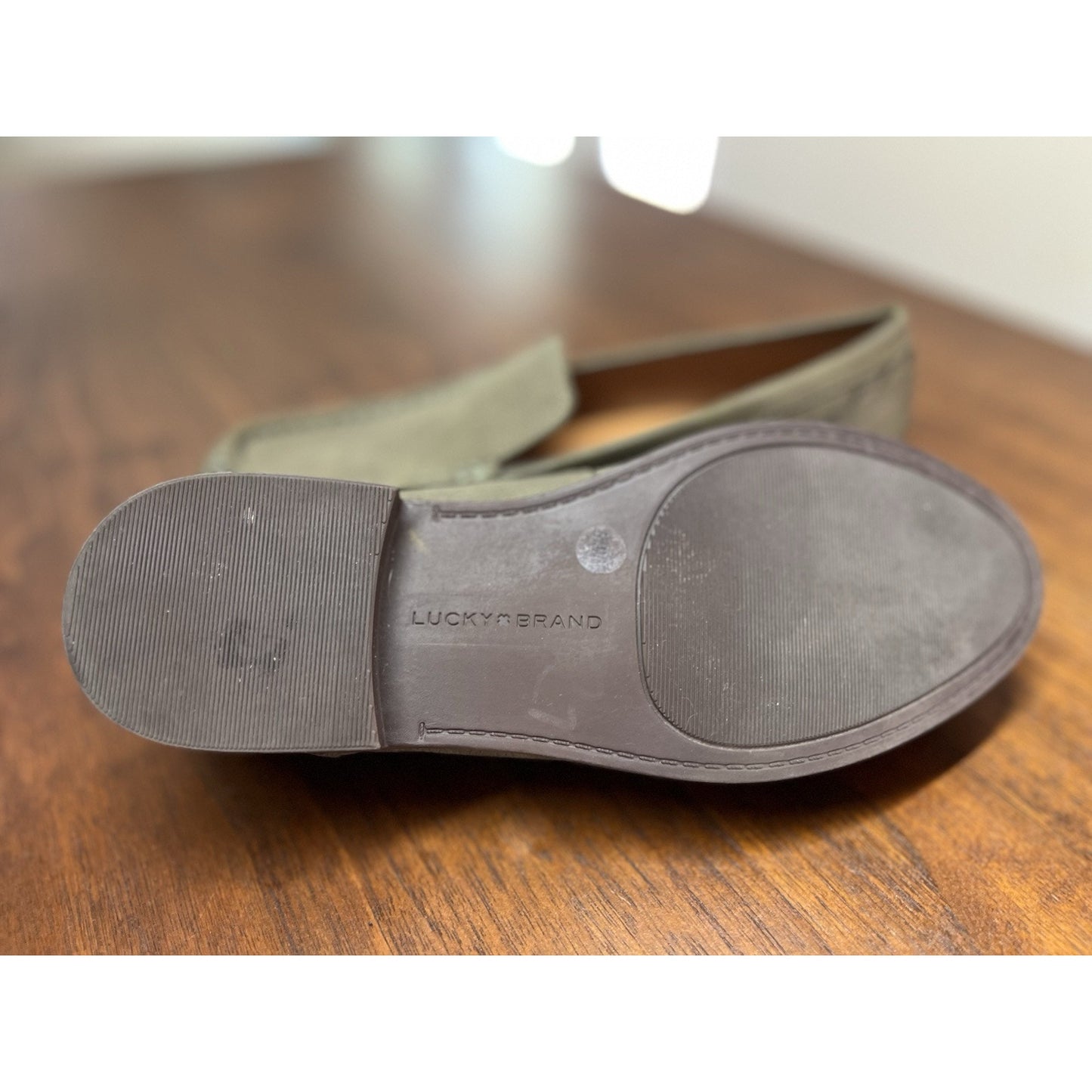 LUCKY BRAND Edrica Olive Green Suede Loafers Slip On- Shoe Size 5 1/2 M NEW