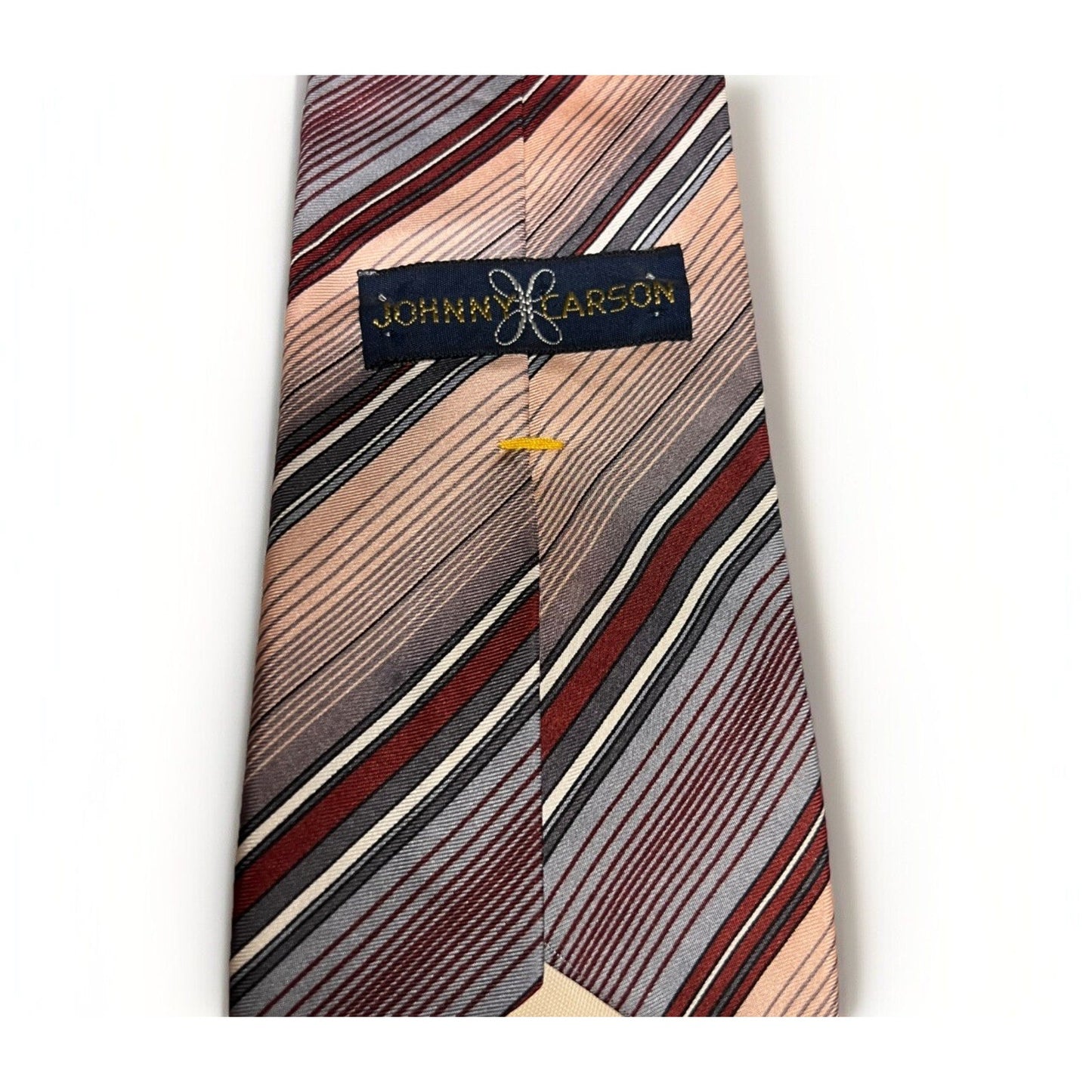 Vintage 70's Style Johnny Carson Short Striped Necktie Retro 56 x 3.25 Pink Grey