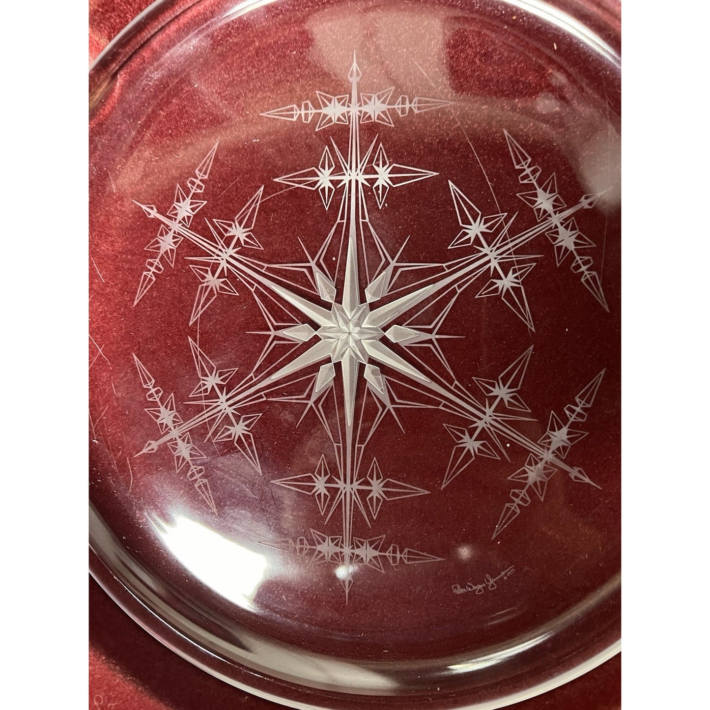 Vintage 1977 Franklin Crystal Plate “Snowflake” By Peter Yenawine Franklin Mint