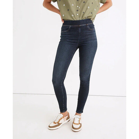 NWT Madewell Sz 25 Pull On Skinny Leg Jean MD723 Stretch High Rise Dark Shaping