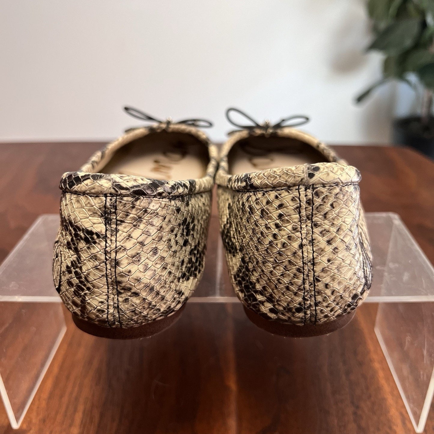 Sam Edelman Sz 5.5 Felicia Ballet Flat Slippers Leather Snake Designer Chic Sexy