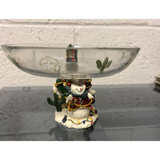 Sonoma Life+Styles SW Snowman Christmas Ceramic & Glass Painted Candy Dish