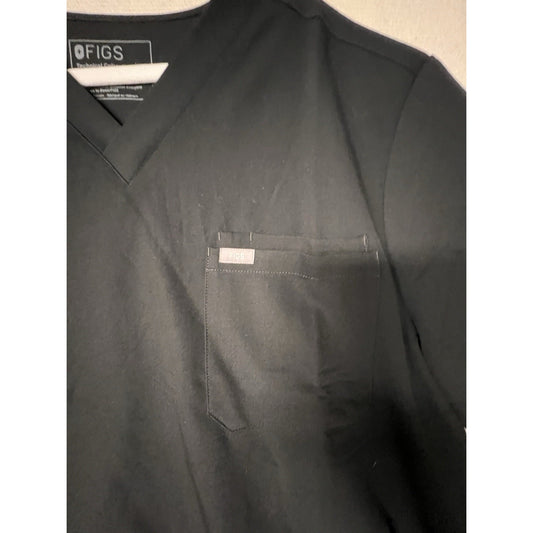 FIGS Leon Scrub Top Men's XXL Black V-Neck Tailored Fit 3 Pocket Shirt