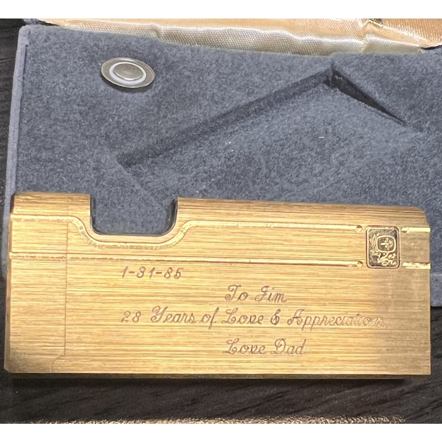 Vintage Gold Tone Colibri Beam Sensor Lighter w/ Case, Sleeve & Paperwork