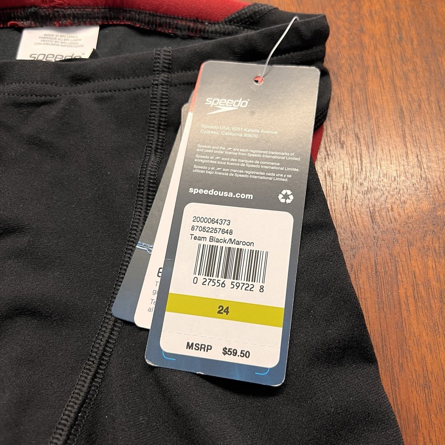 NWT Sz 24 Speedo Endurance+ Jammers Competitive Black Red Boys Racing Trunks