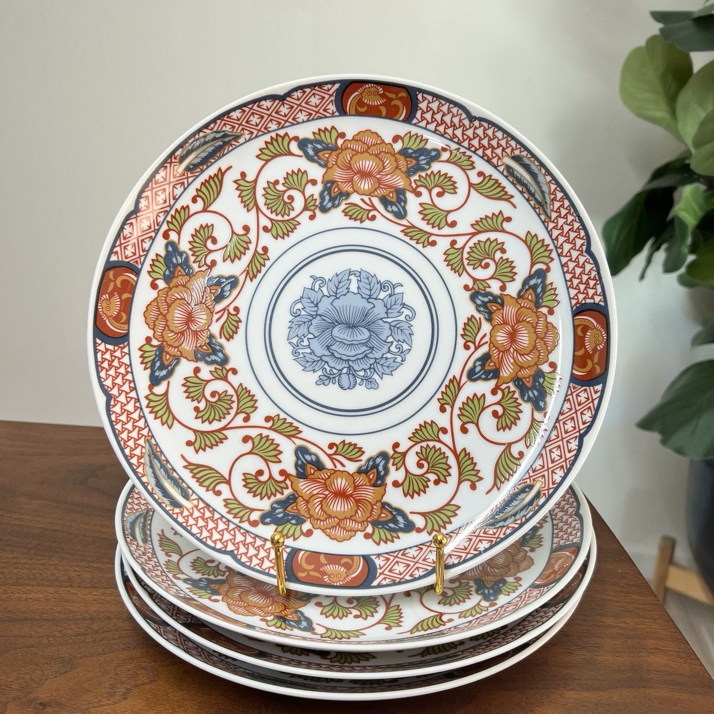 NEW Georges Briard "Peony" 10” Dinner Plate Set Of 4 Japanese Imari Reproduction