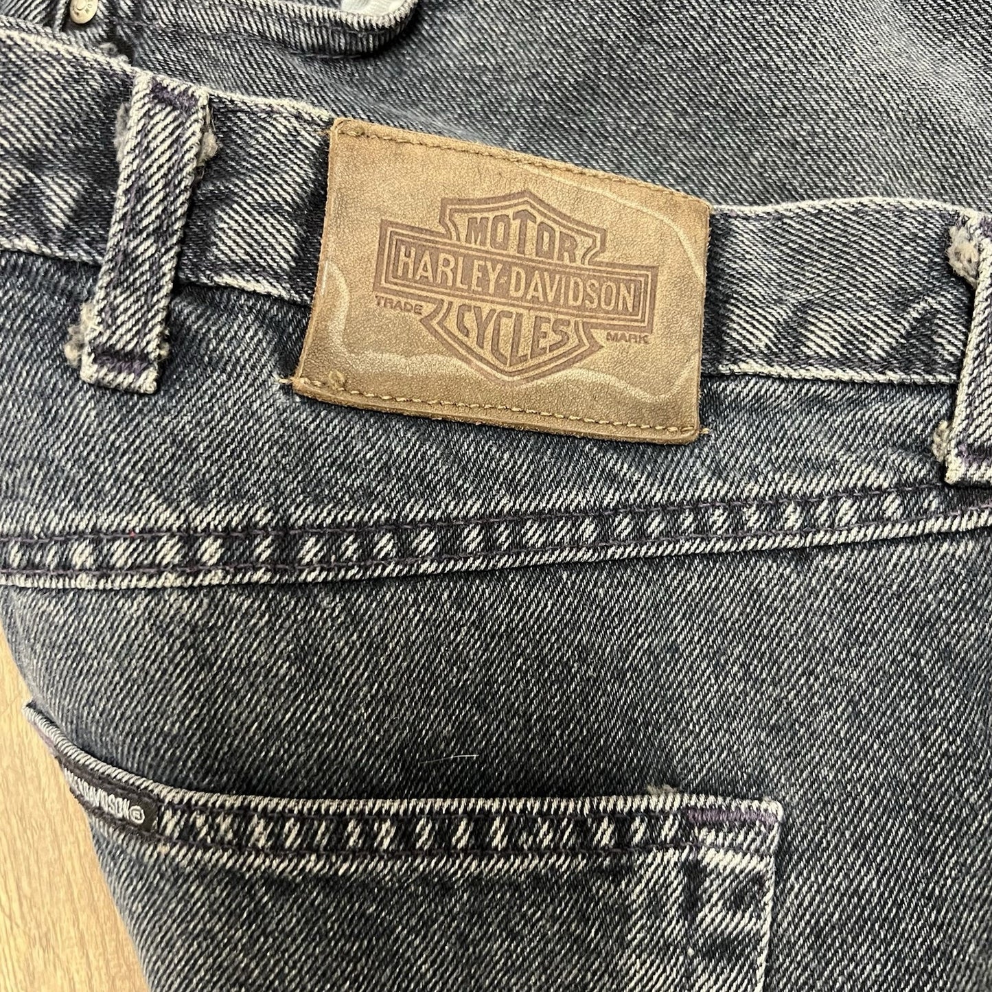 Vintage Harley Davidson Biker Blues Jeans Mens 40x30 Faded Black Denim