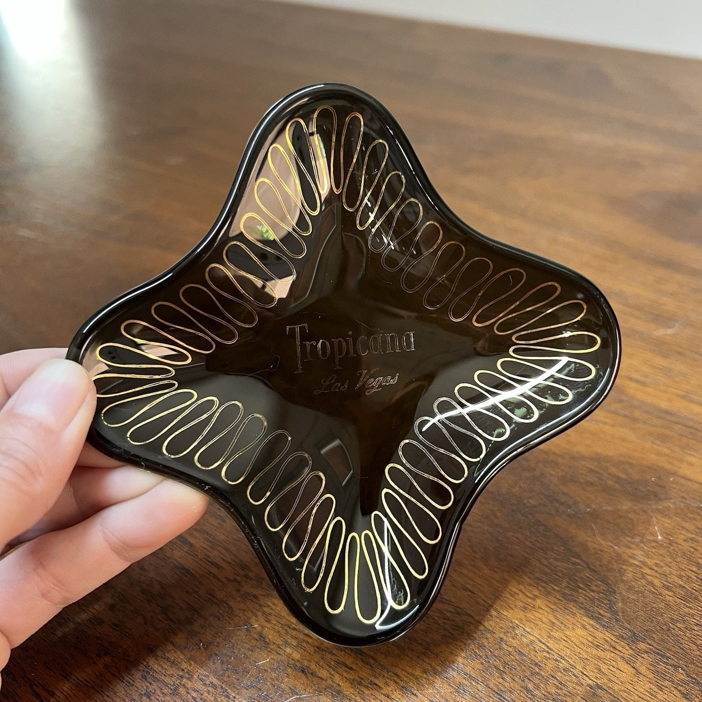 Vintage Smoked Glass Ashtray Tropicana Las Vegas Hotel Casino Souvenir Gold