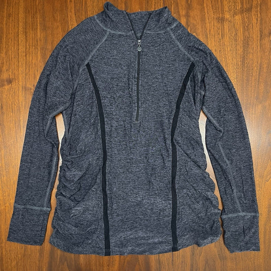 Beyond The Bump (M) 1/4 Zip Long Sleeve Top Grey Beyond Yoga Maternity Pregnancy