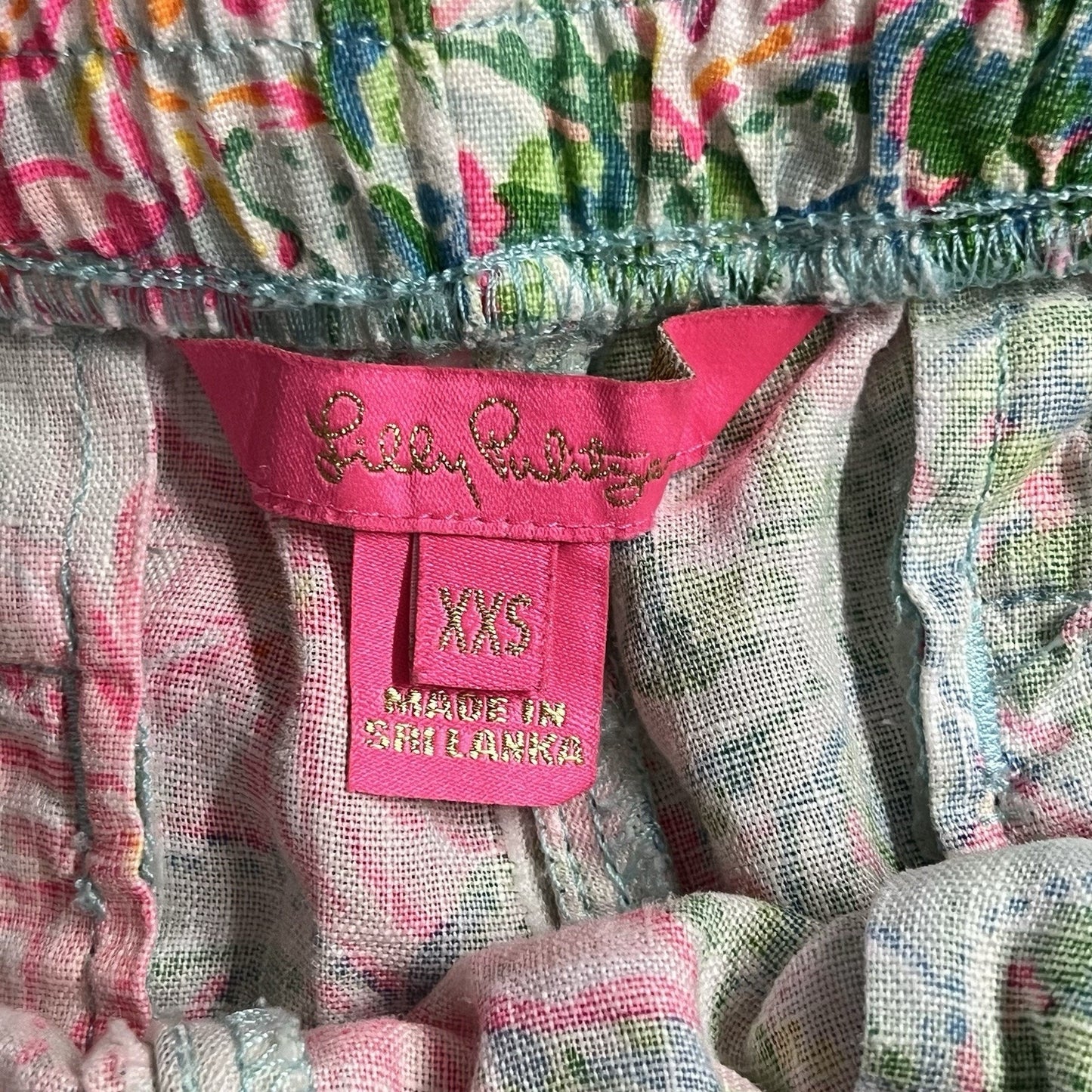XXS Lilly Pulitzer Lilo Linen Shorts 2XS So Shellegant Floral Pull On 4" Inseam