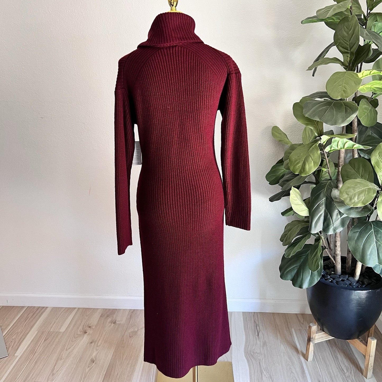 NWT Charles Henry Long Sleeve Turtleneck Knit Sweater Dress Burgundy Nordstrom