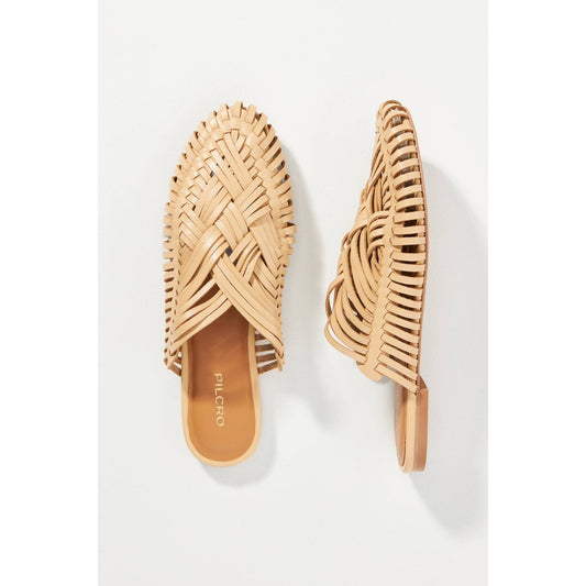 NEW Anthropologie Pilcro 7M Woven Leather Sandal Boho Coastal Beach Tan Neutral
