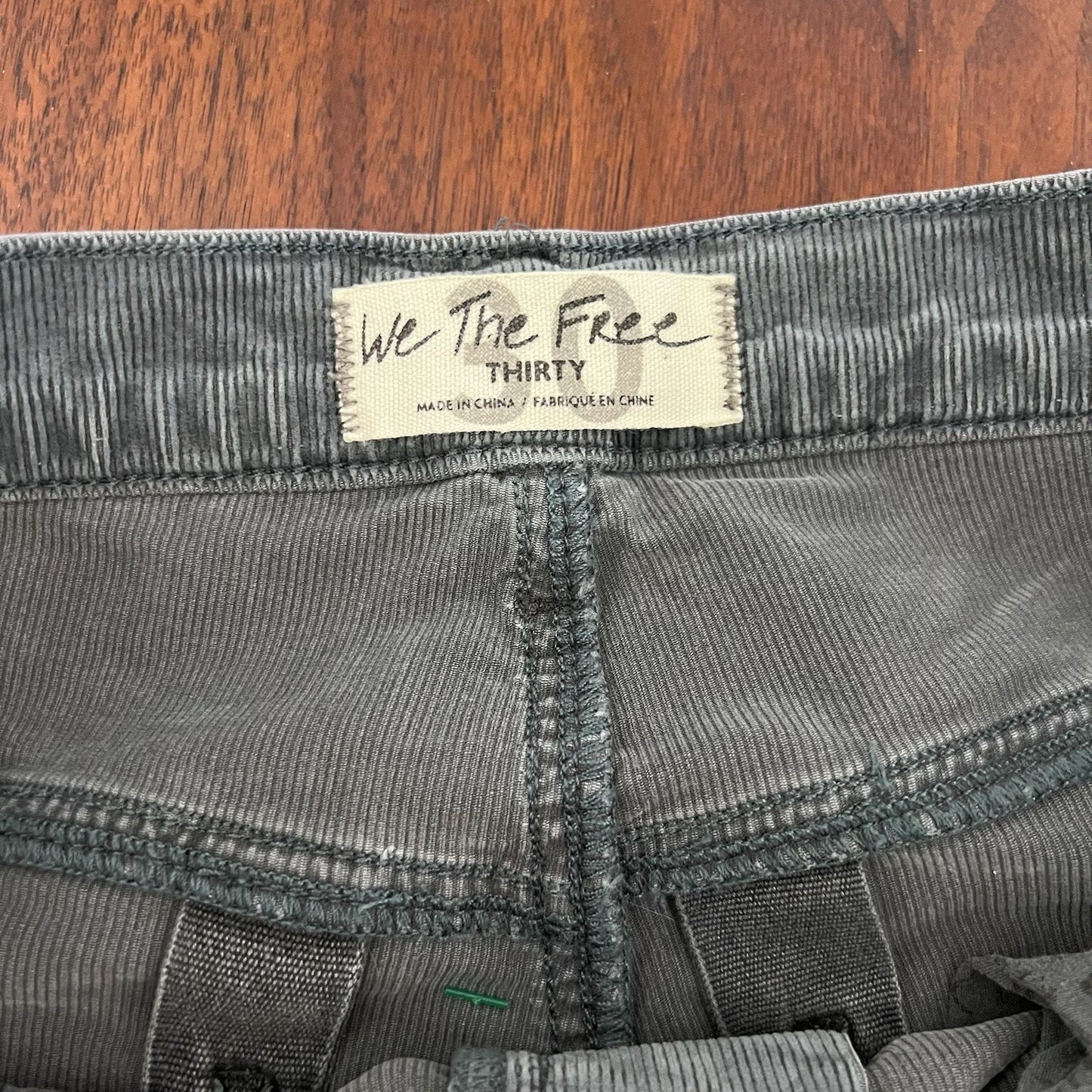 We The Free People (30) Corduroy Button-Fly Blue Stretch Skinny Jean Pant Retro