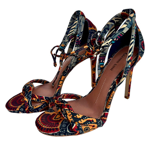 NEW Gianni Bini 7.5M African Ankle Tie Leather Stiletto Designer High Heel