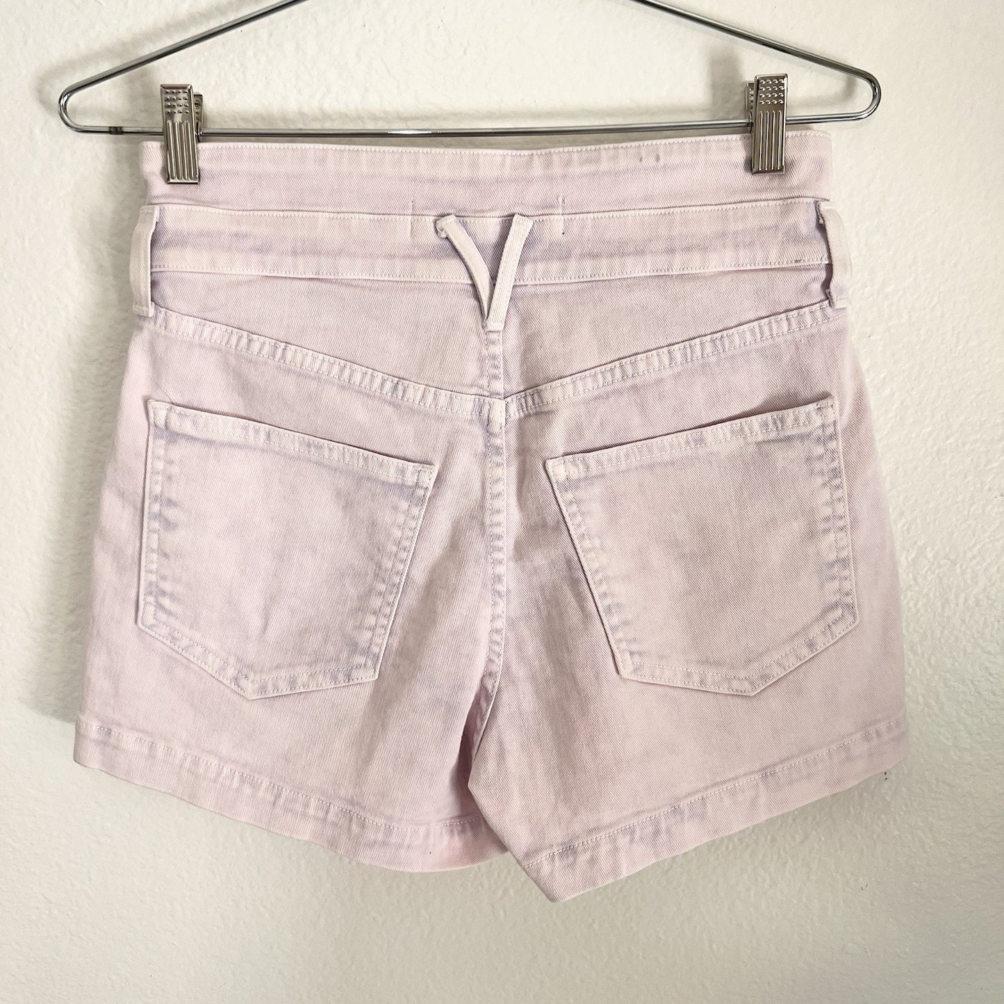 Veronica Beard 26/2 Jaylen High Rise Pleated Denim Shorts Lavender Purple