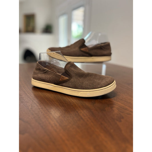 OluKai Women's Pehuea Slip-on Sneakers Brown Suede Size 9