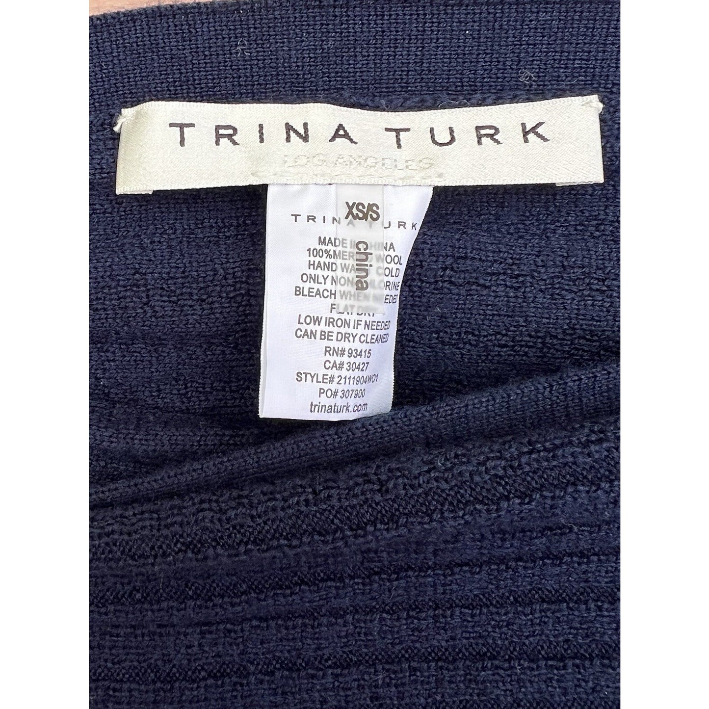 XS/S Trina Turk 100% Merino Wool Knit Poncho Off Shoulder Drape Sleeve Colorful