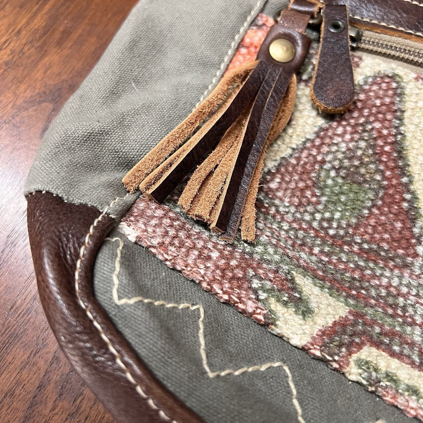 Myra Luguni Shoulder Bag Purse Canvas Leather Southwestern Aztec Rustic Cowgirl