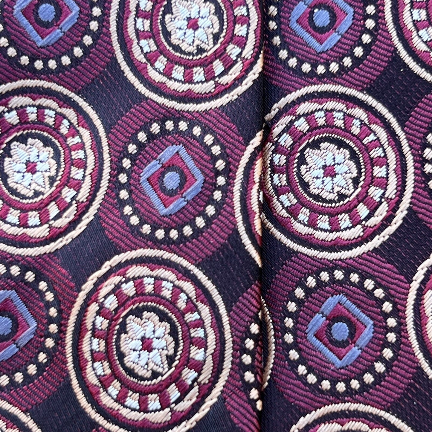 Christian Aujard Paris 64.5” Extra Long Necktie Unique Texture Medallion Foulard