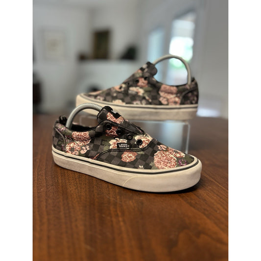 Vans Doheny Black Grey Checkered Pink Floral Design Women’s Size 6