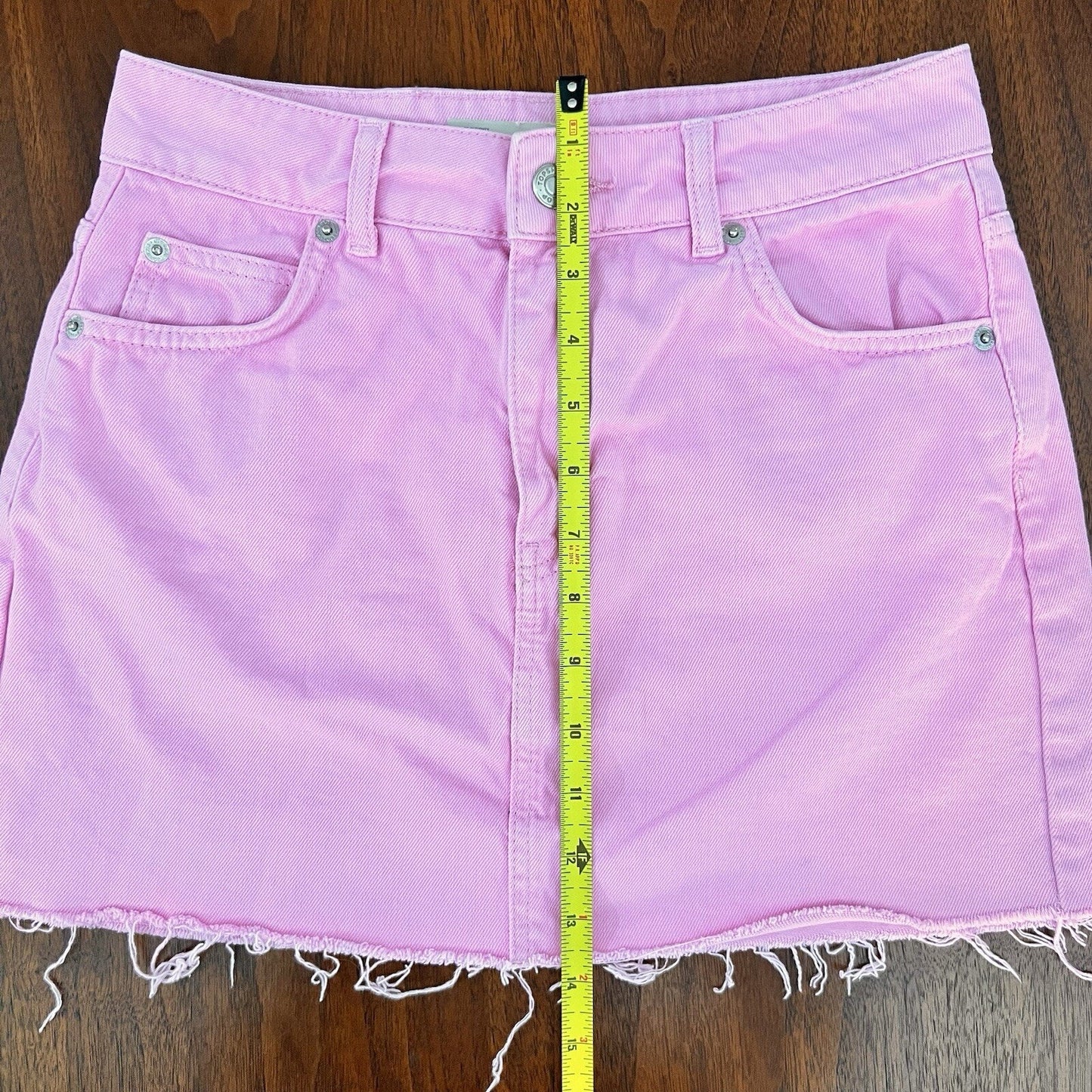 Topshop Moto Y2K Miniskirt Bubblegum Pink 27” Sz 4 Barbie Cutoff Raw Hem Petite
