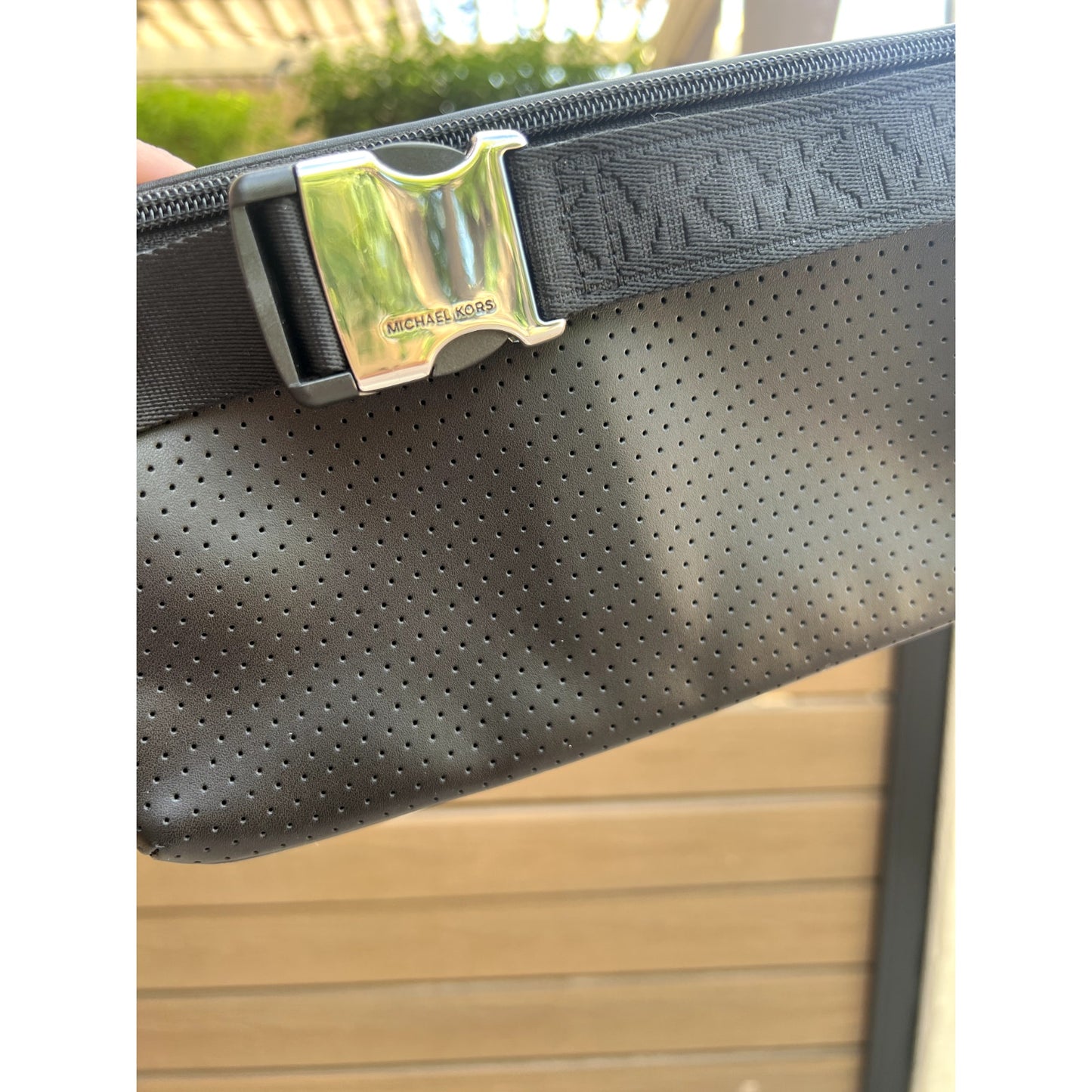 $298 Michael Kors Black Vegan Faux Leather Belt Waist Bag, Fanny Pack Cross Body