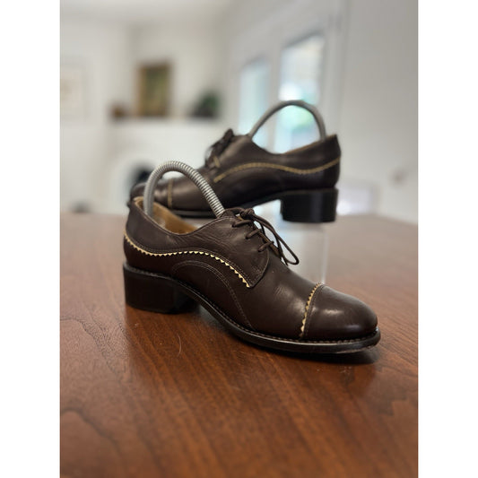 The Office of Angela Scott "Ms. Neale" brown leather derby shoes Women’s Size 5