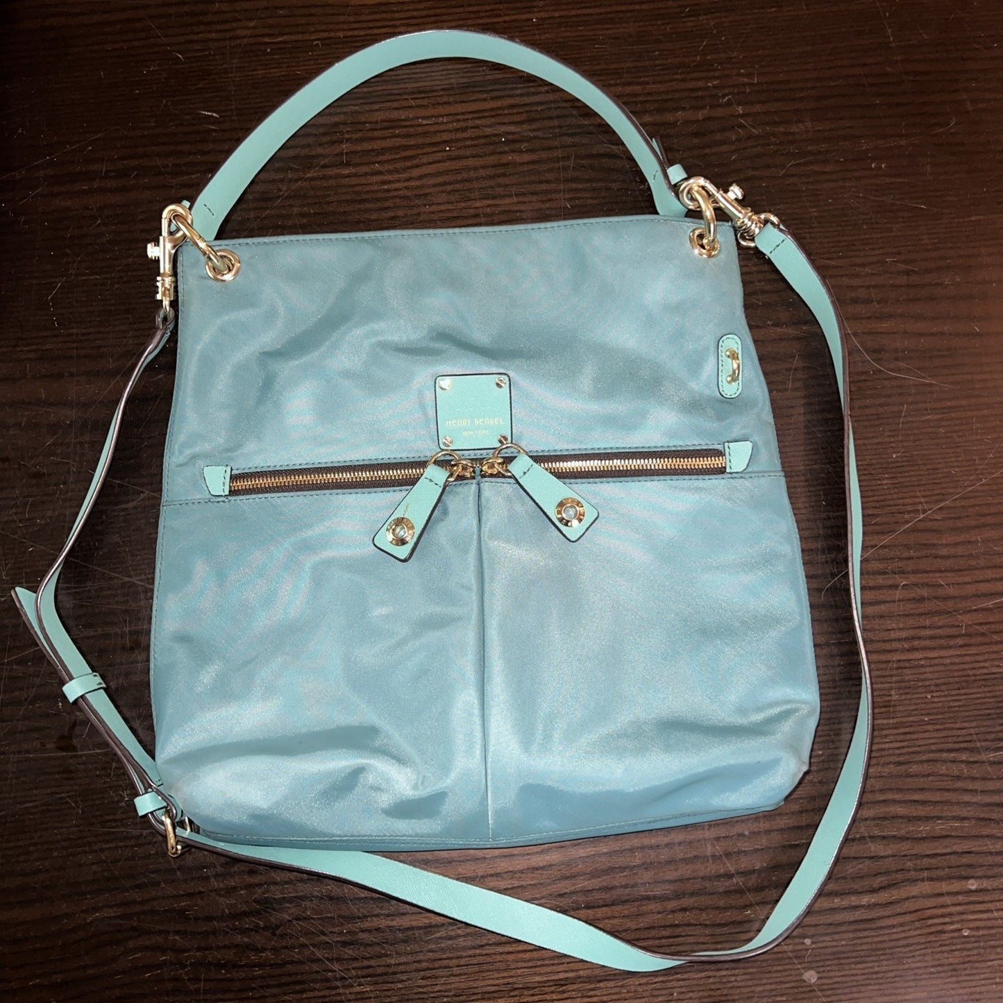 Henri Bendel Jetsetter Crossbody Shoulder Bag Teal 13x13