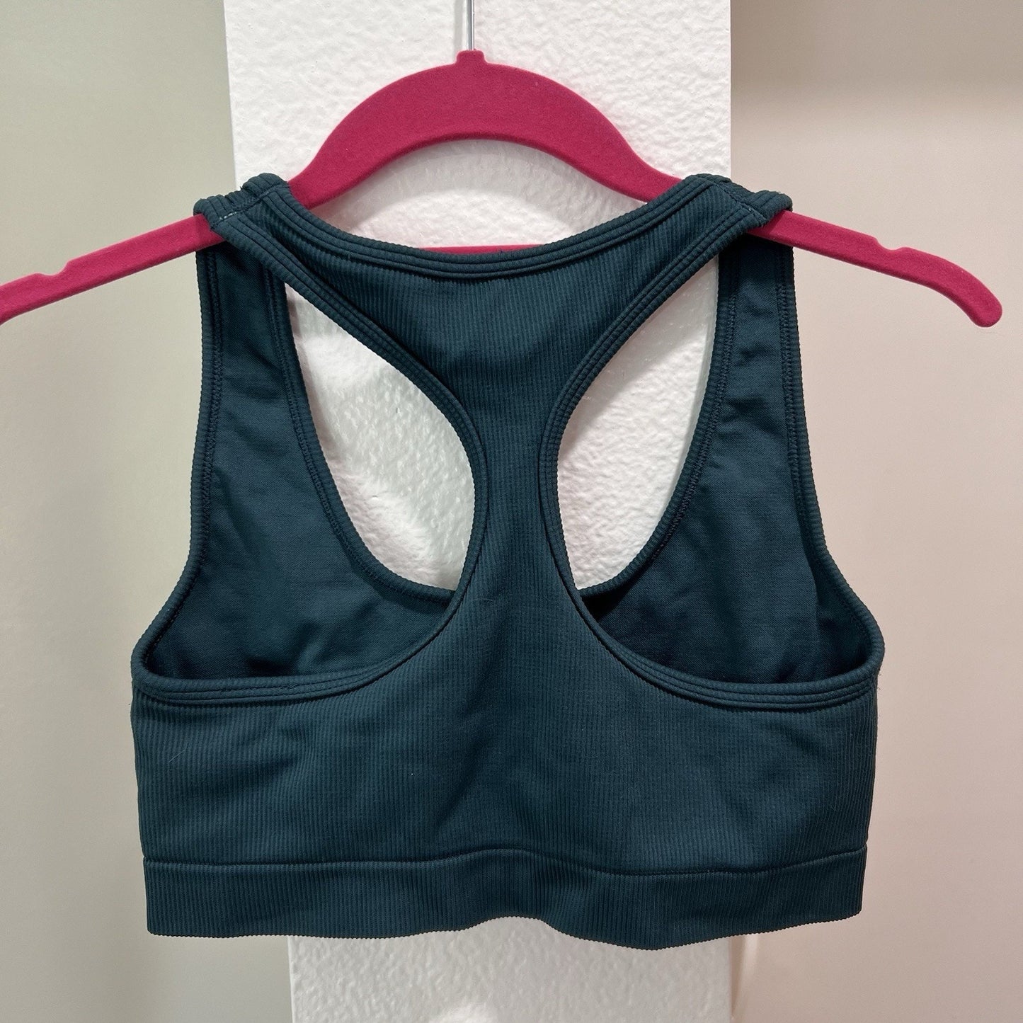 Alo Yoga Seamless Ribbed Sports Bra (M) Racerback Midnight Green Teal