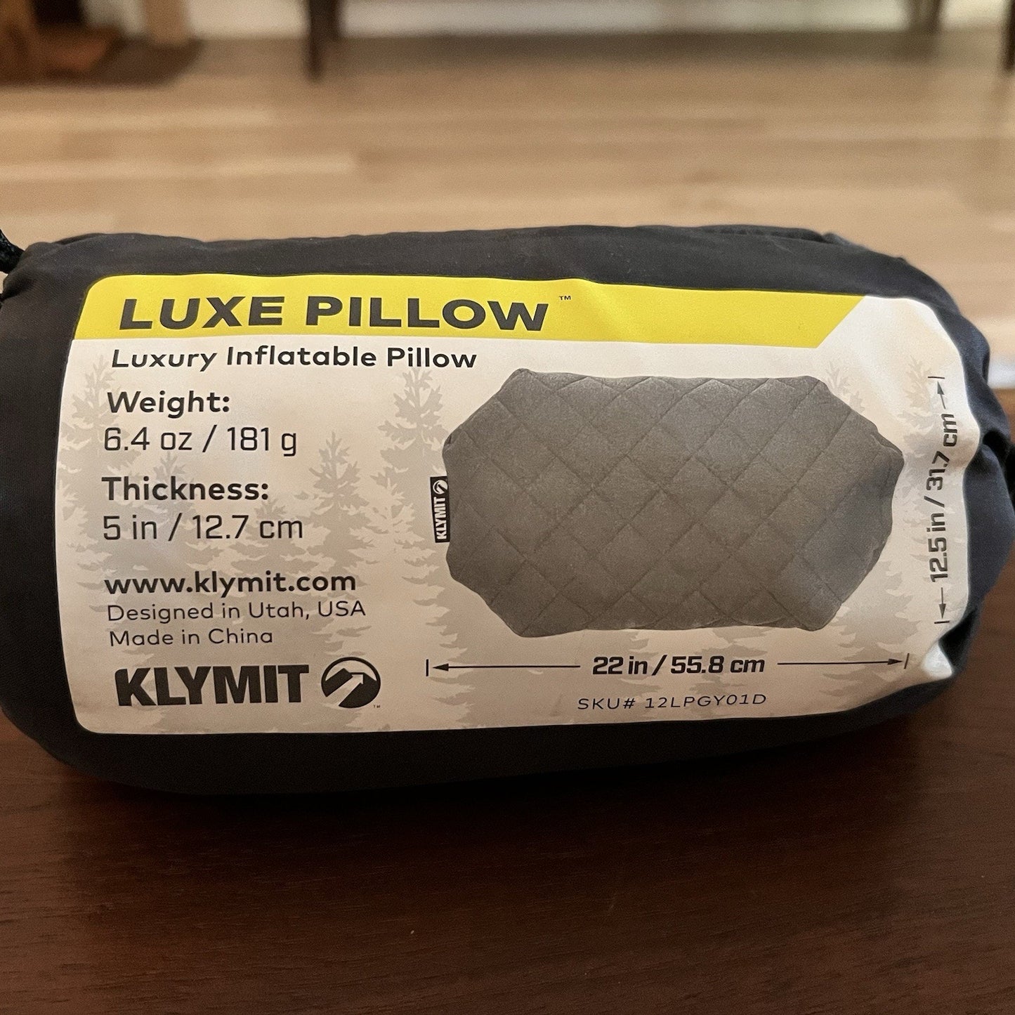 Klymit Luxe Inflatable Travel Pillow Lightweight 22x15” Backpacking Camping Soft