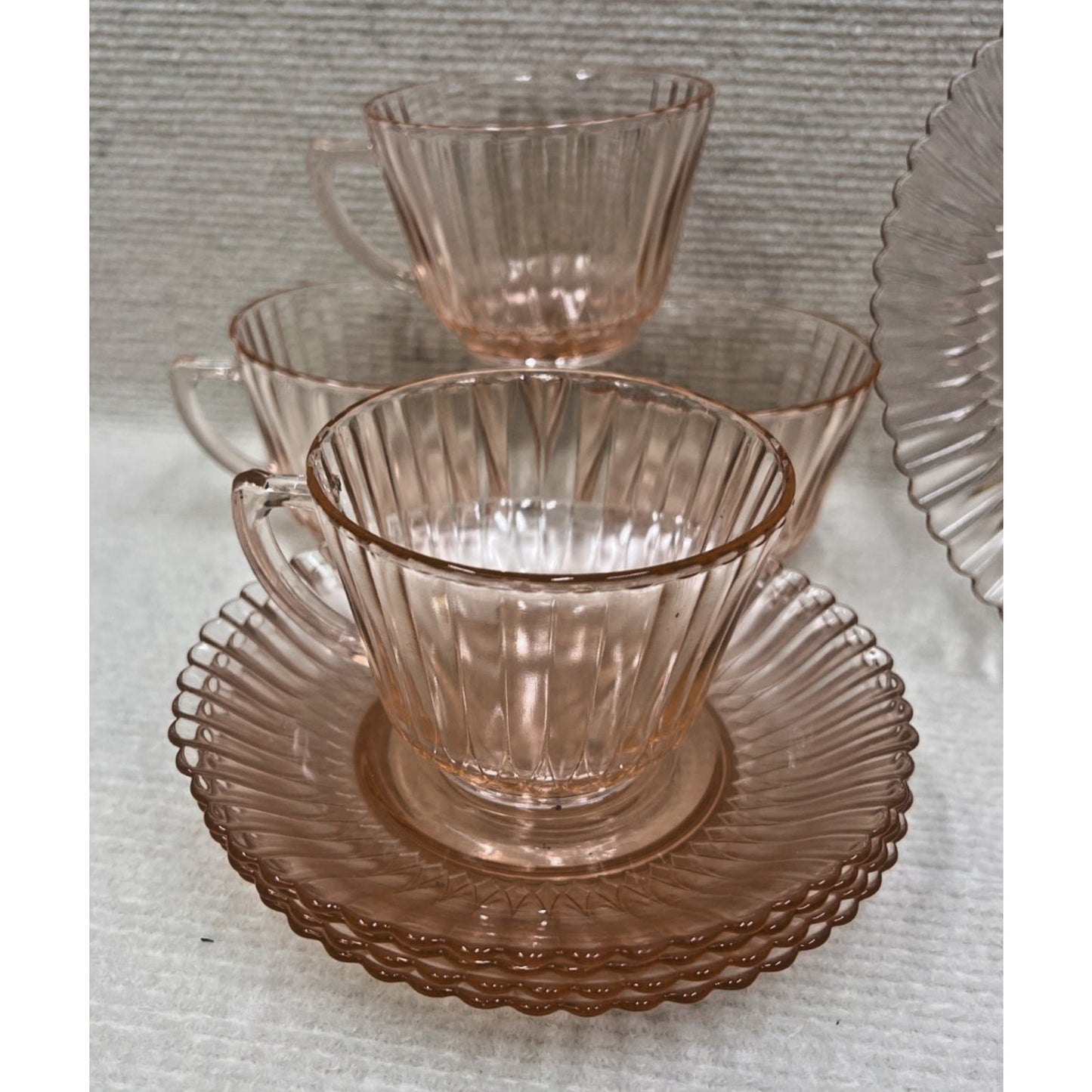 Vtg 1930's Macbeth Evans Pink Petalware Depression Glass 16pc 4 Place Setting