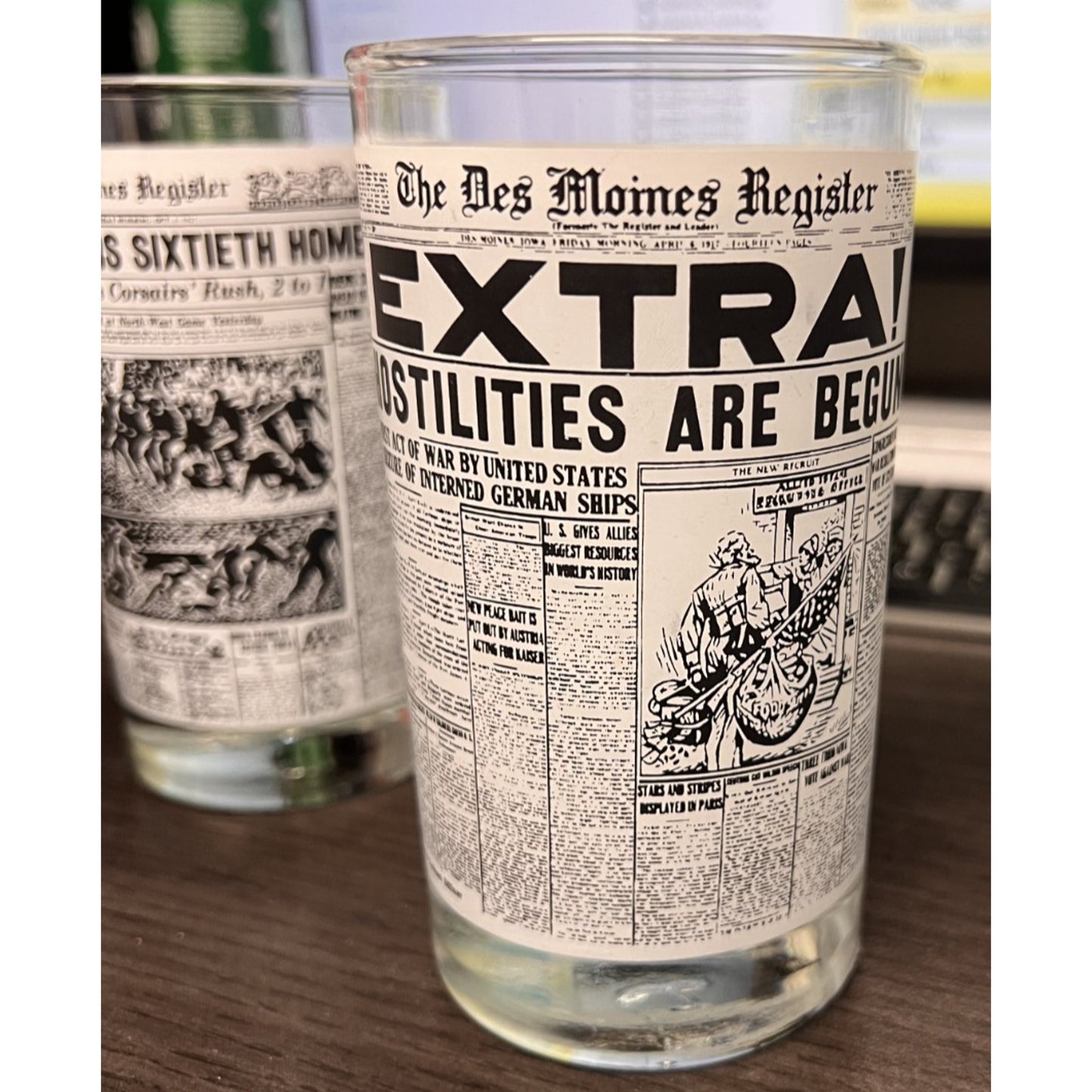 Vintage Libbey Set of 6 Historic Newspaper Headlines Juice Glasses