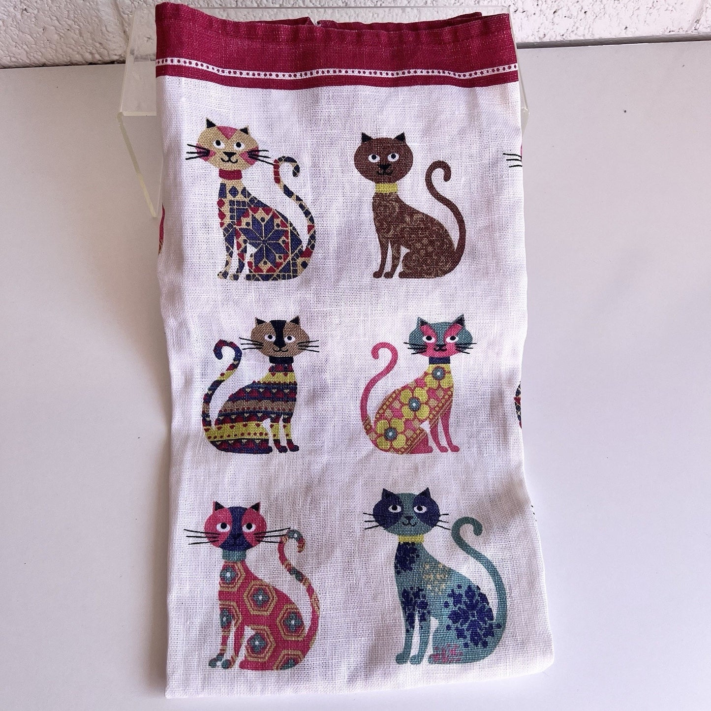 NWOT Rare Ulster Weavers Groovy Cats 100% Linen Tea Towel 18"x26" Retro