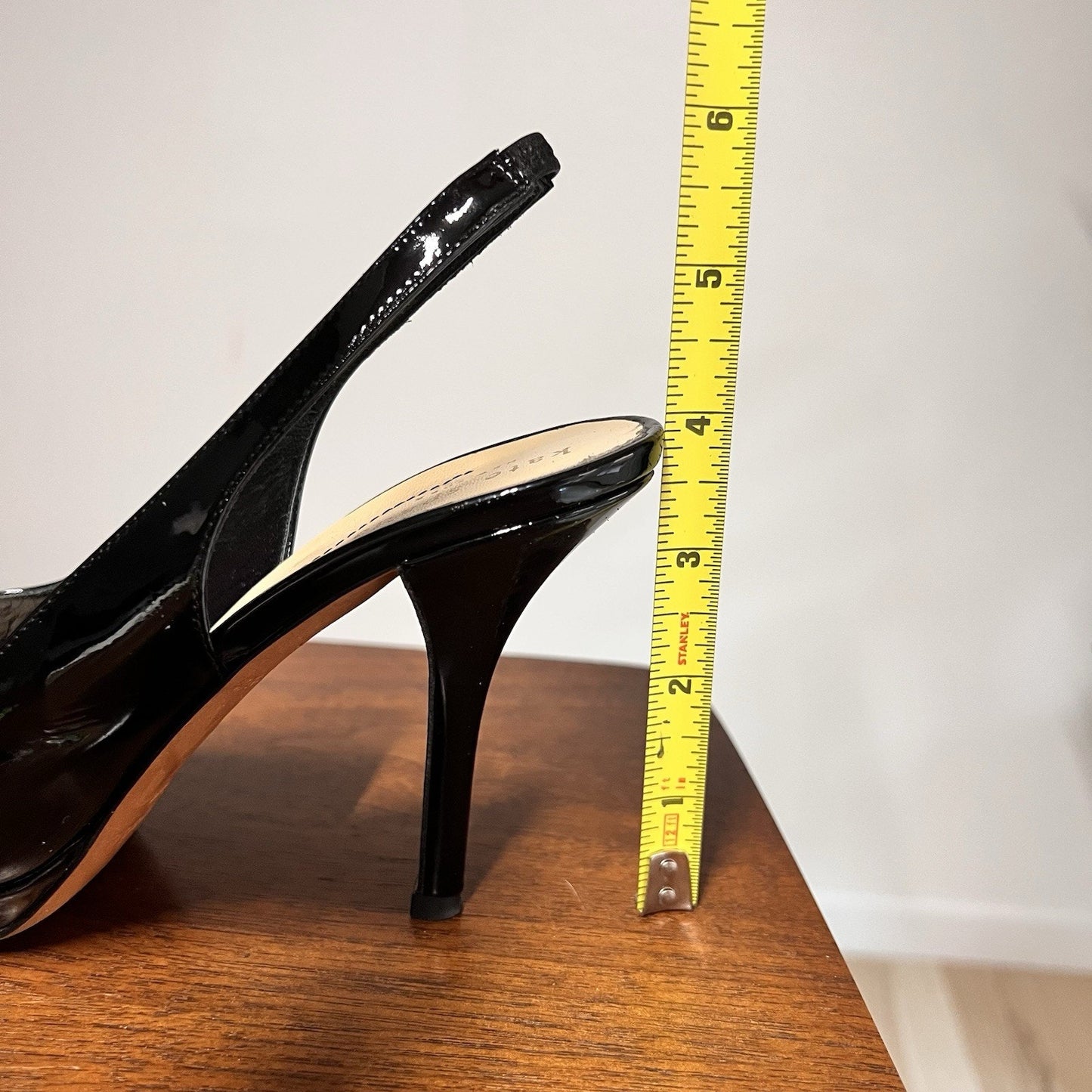 KATE SPADE Kenzie Black Patent Leather Slingback Heel 7B Pump Close Toe
