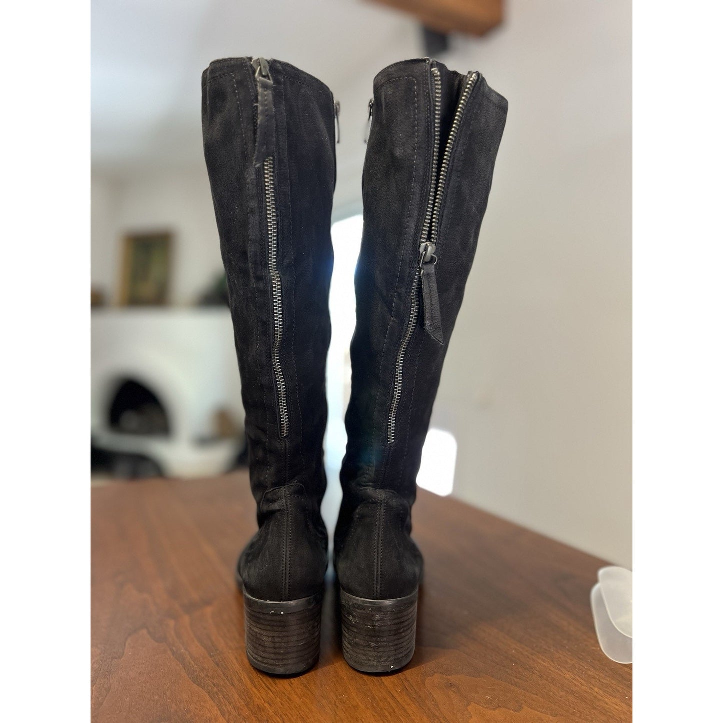 Paul Green Kendal Knee High Black Suede Zipper Chunk Back Women’s Size 6.5 Boots