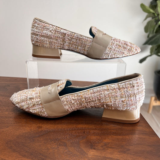Valentina Rangoni 7M Tweed Loafer Gold Shimmer Cream Briseide Designer Luxury