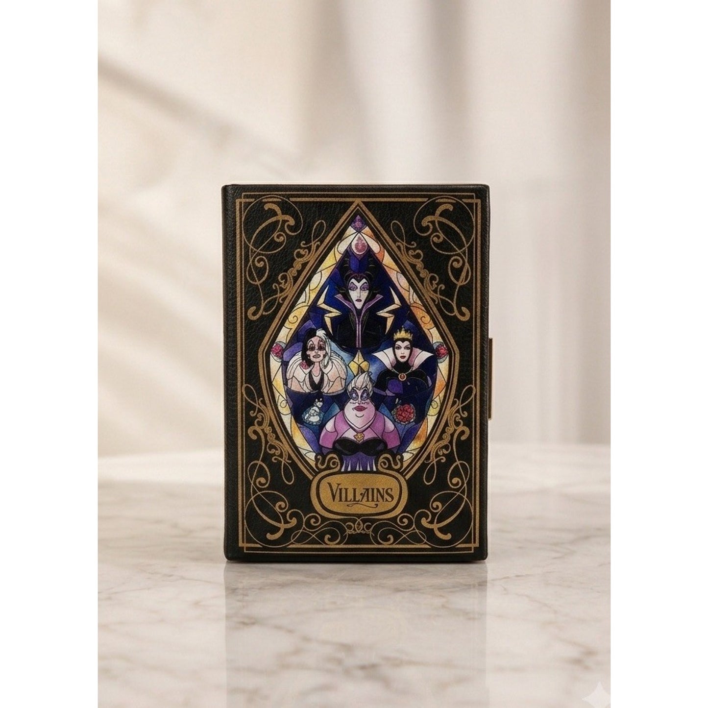 Loungefly Disney Villains Stained Glass Book Clutch Crossbody Purse Spellbook
