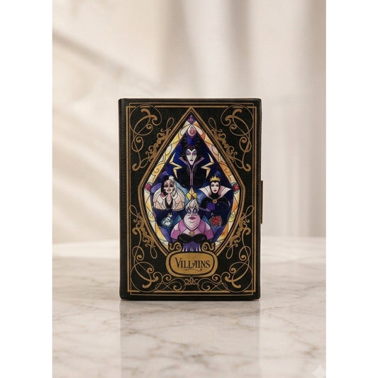 Loungefly Disney Villains Stained Glass Book Clutch Crossbody Purse Spellbook