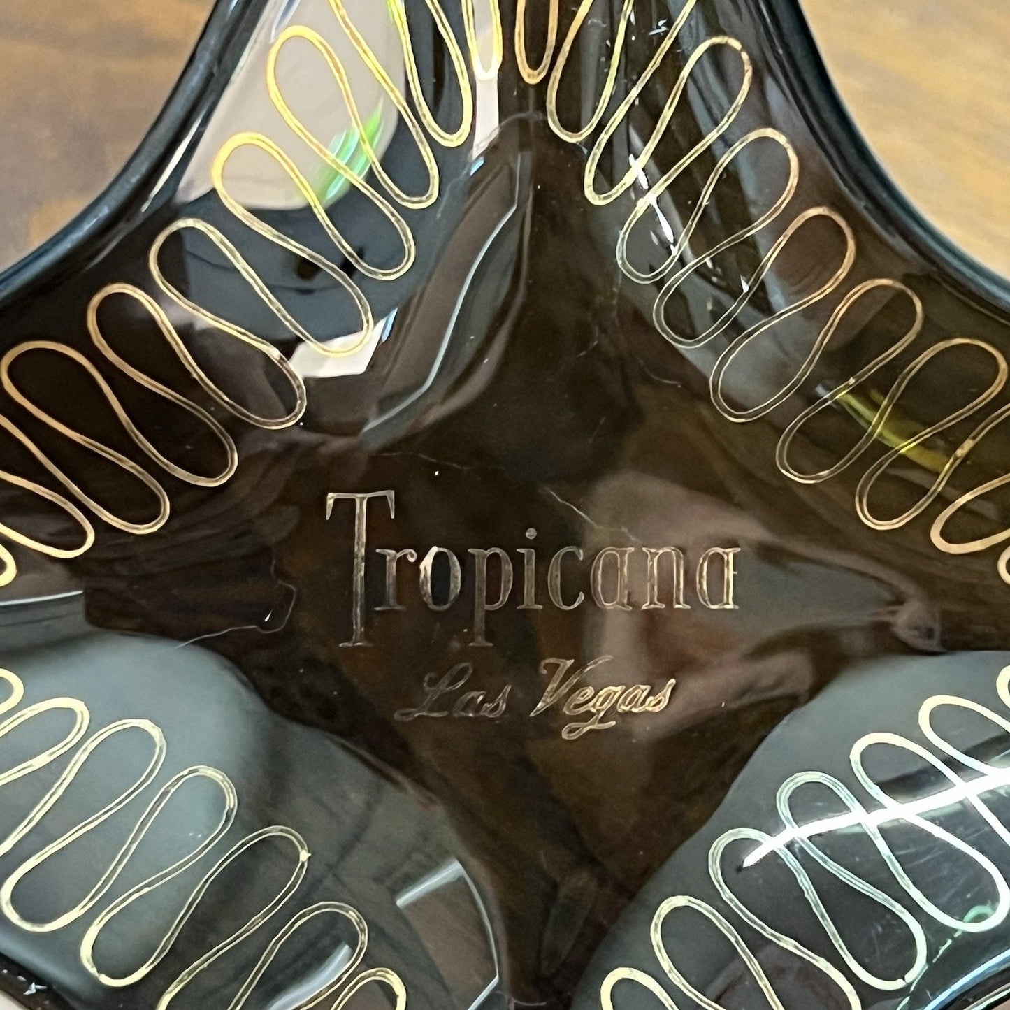 Vintage Smoked Glass Ashtray Tropicana Las Vegas Hotel Casino Souvenir Gold