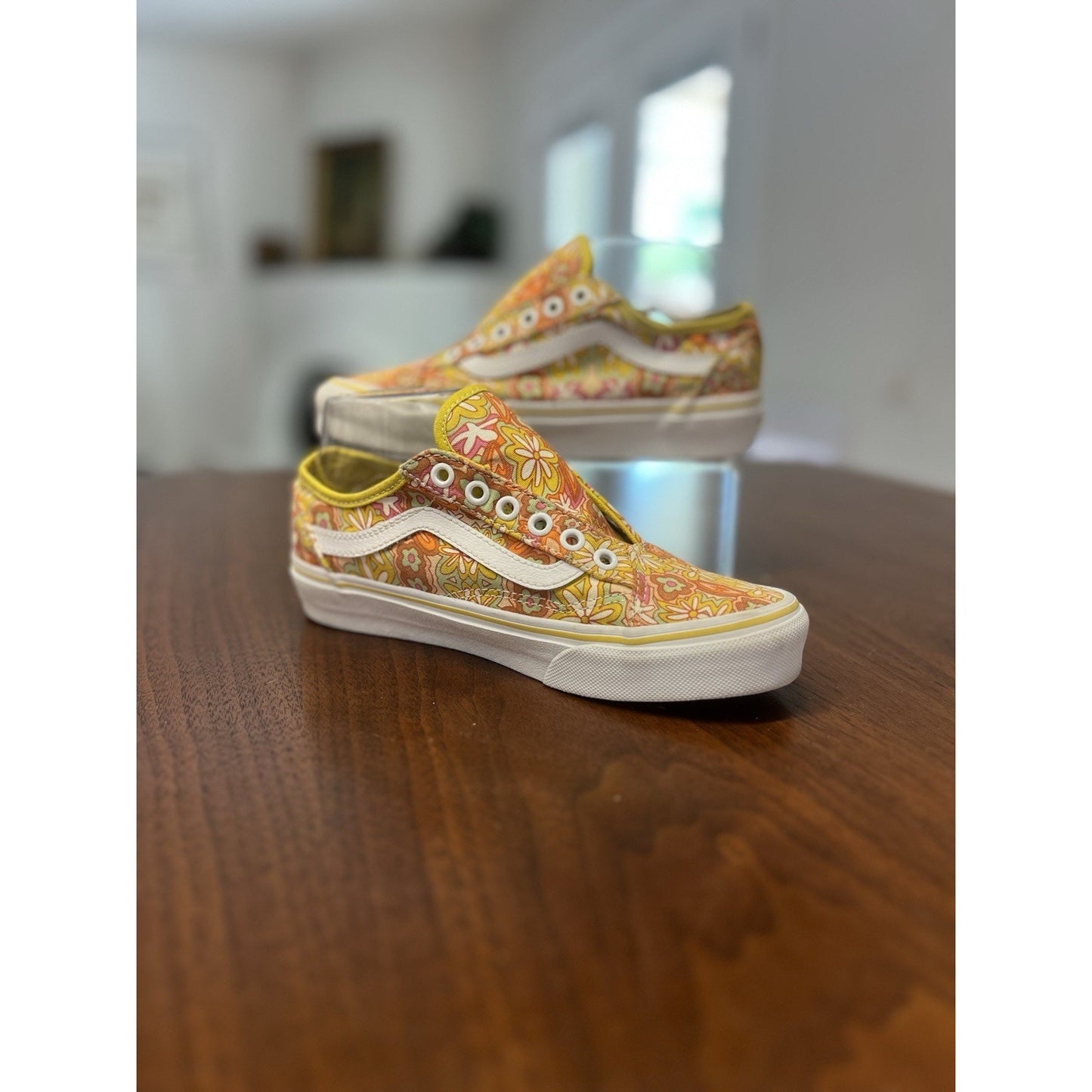 Vans Era Psychedelic Resort Passion Fruit Yellow Floral Women Skate Shoes Size 6