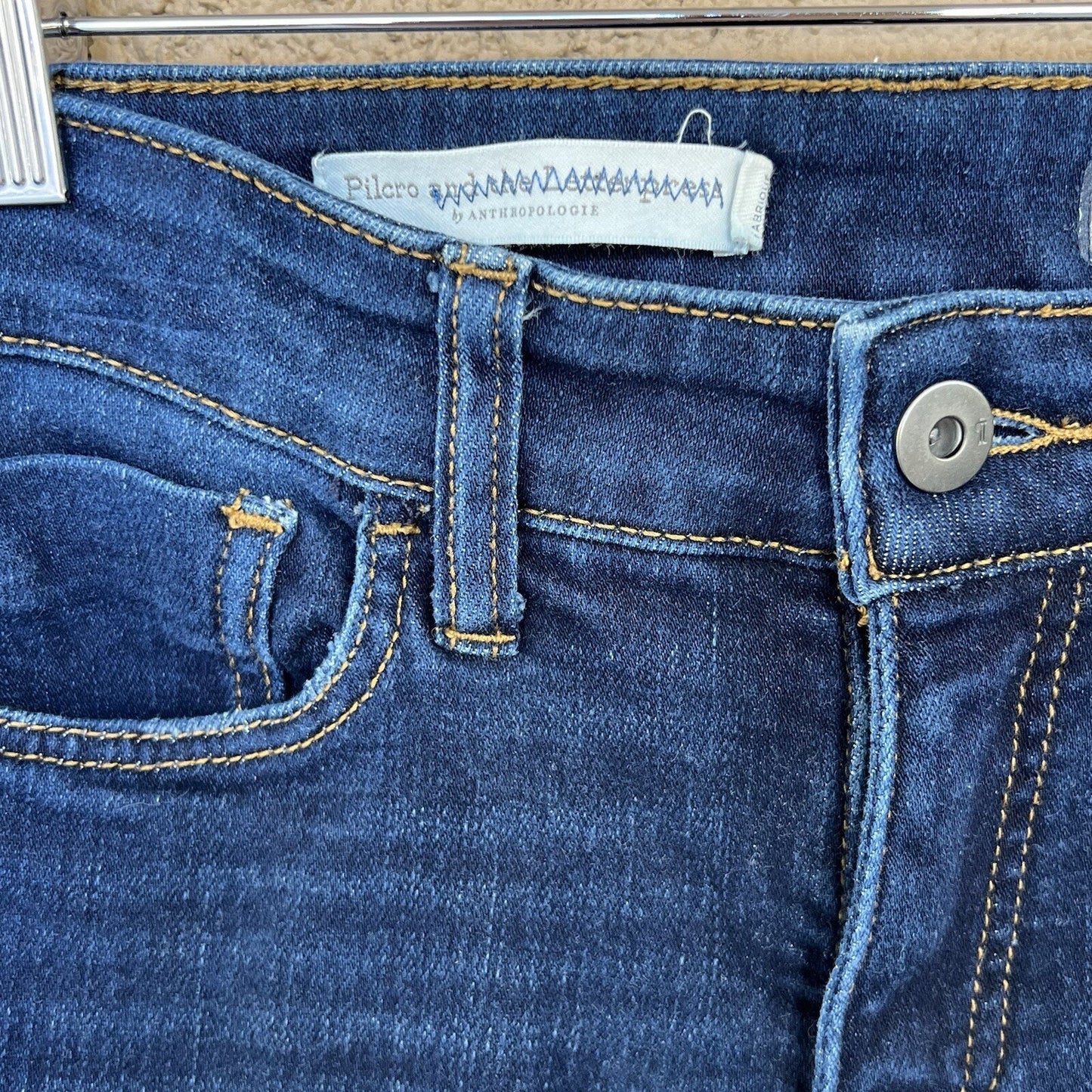 Pilcro Anthropologie Sz 26 Dark Wash Mid-Rise Skinny Jean Stretch Ankle Denim