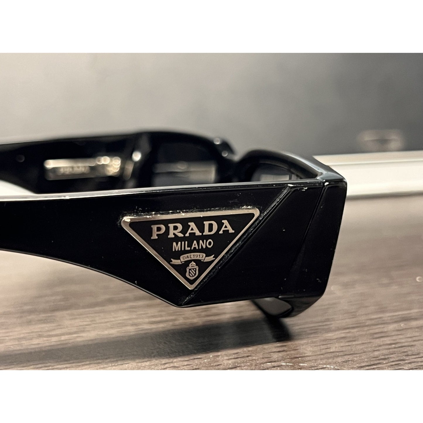 PRADA Milano Women's Rectangle Sunglasses Black Frame Black Lenses