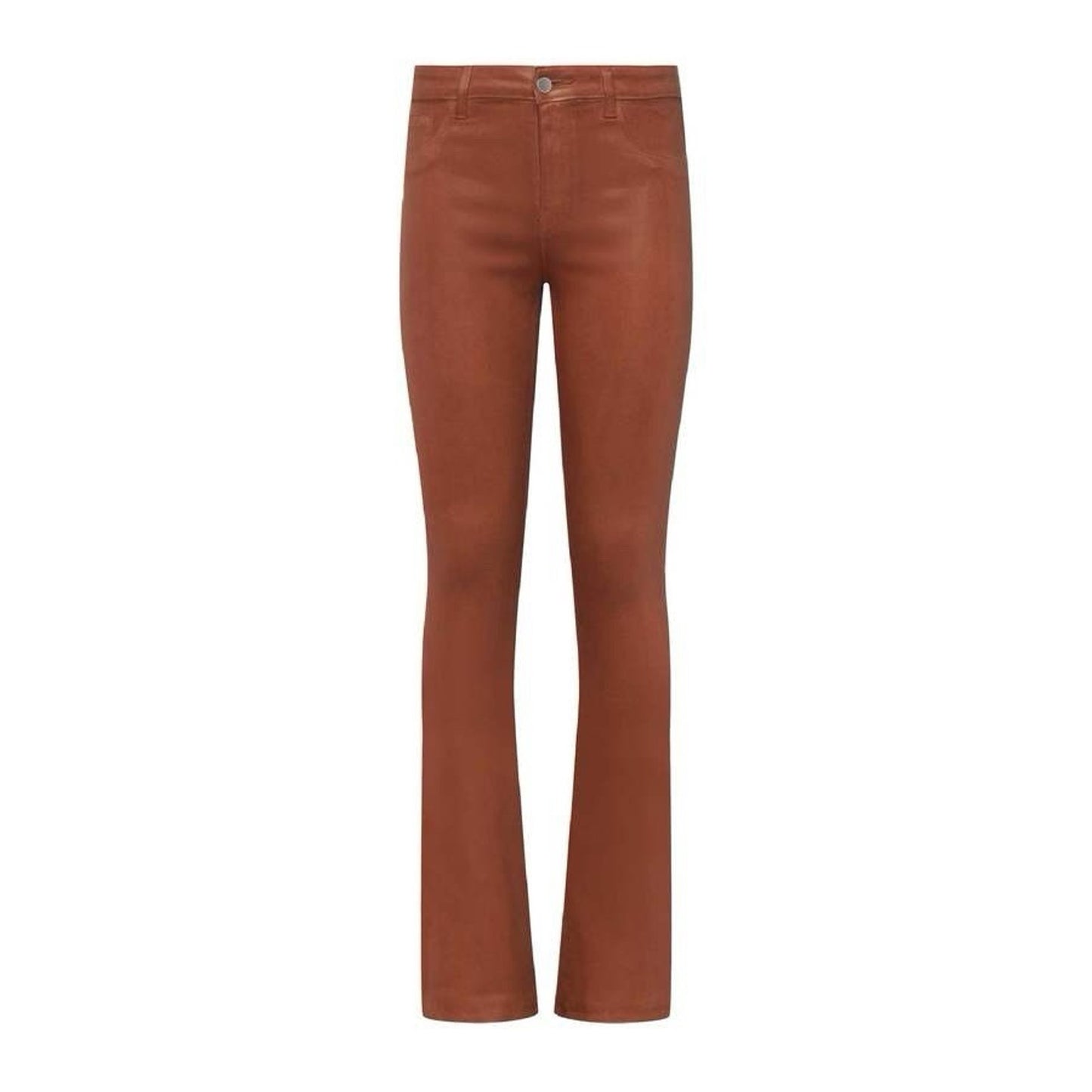 L’Agence (25) Selma High Rise Baby Bootcut Coated Pants Fawn Leather Look Brown