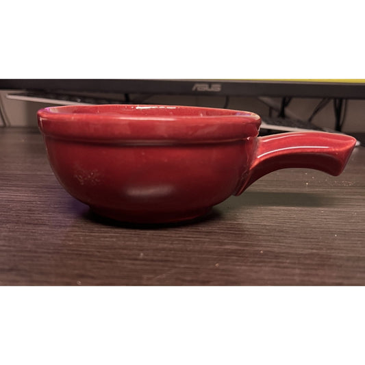 McCoy Pottery Red Heinz MCM Soup Bowl with Handle