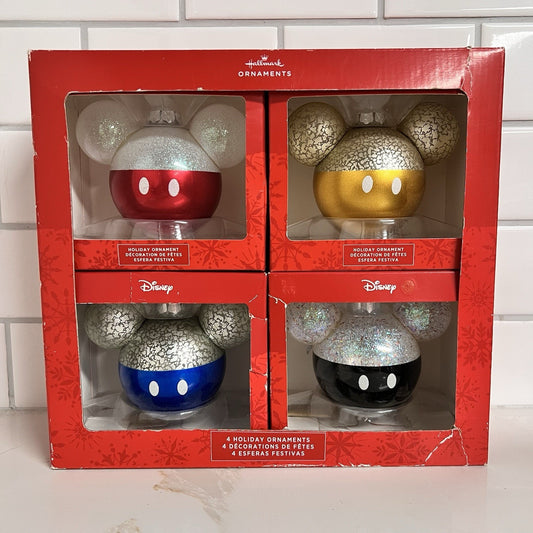 NEW Hallmark Disney Mickey Mouse Ears Christmas Ornaments Box Set of 4 Costco
