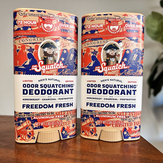 2 PACK Dr. Squatch Freedom Fresh Deodorant Limited Edition 2026 Aluminum Free