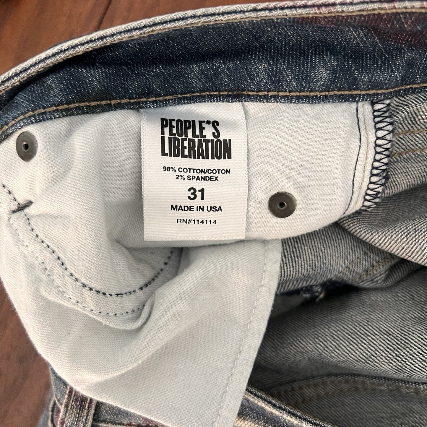 People's Liberation (31) Jeans Floral Distressed Fading Stretch Denim Country