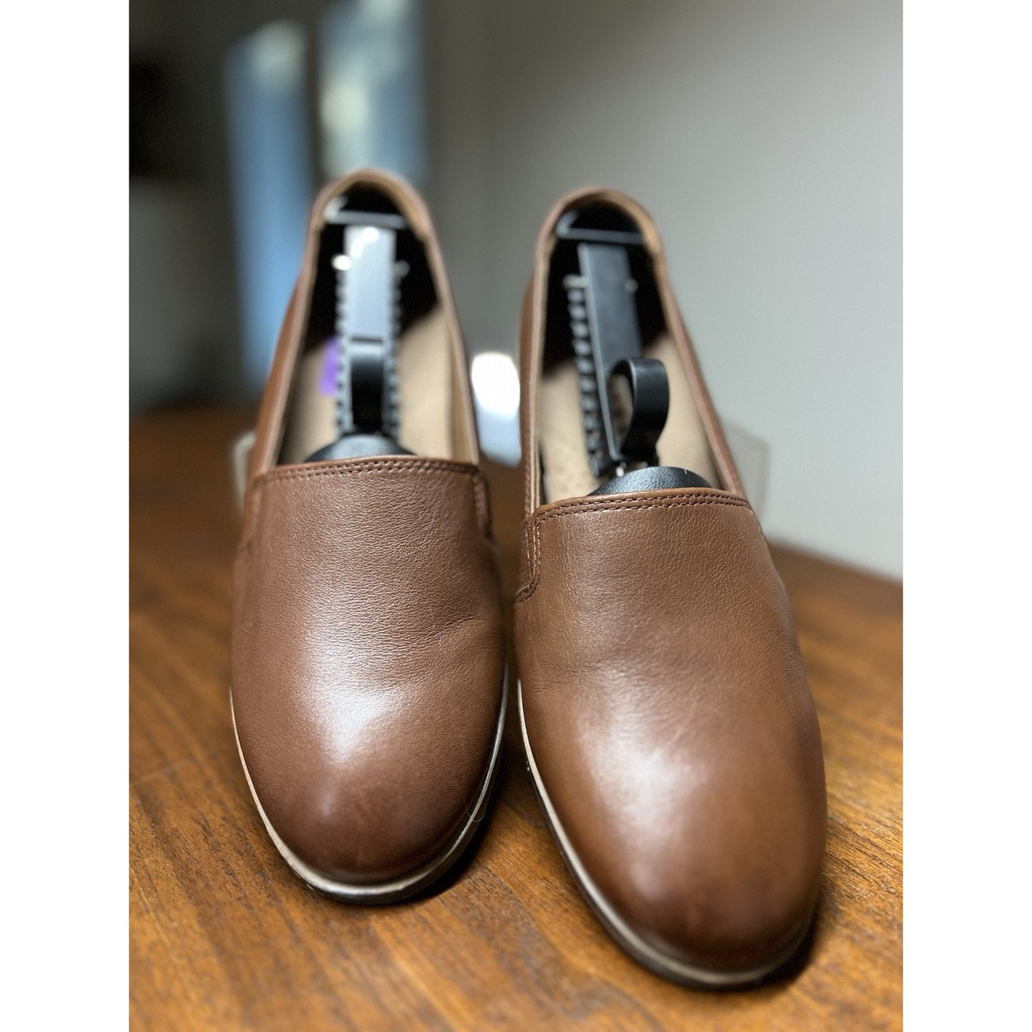 Clarks (7.5M) Trish Diva Flat Brown Leather Loafer Cushion Ortho 1” Heel Shoes