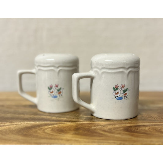 VTG International Stoneware Heartland Salt Pepper Shakers Mug Shape Handle Japan
