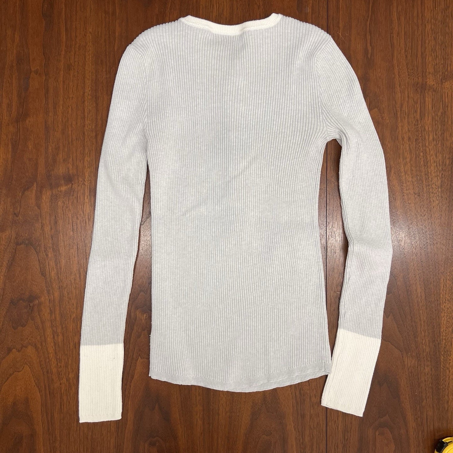 $168 Faherty Mikki Henley XXS Cashmere Cotton Ribbed Sweater Top Colorblock